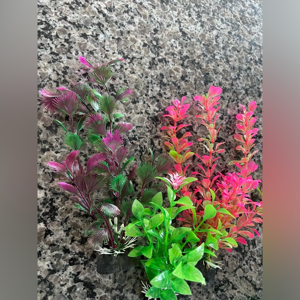 💜set of 3 fish tank aquarium faux plants